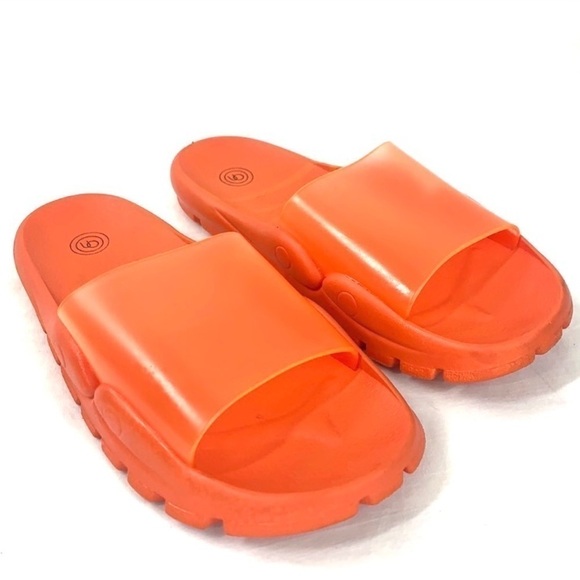 Urban Outfitters Jelly Pool Slides - Orange, Size 7/EU38 - Picture 1 of 7